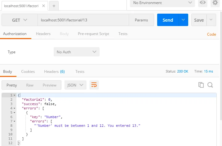 Validation error response